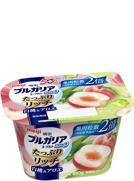 Meiji Bulgaria Yogurt Zero-Fat Plenty & Rich White Peach & Aloe 180g