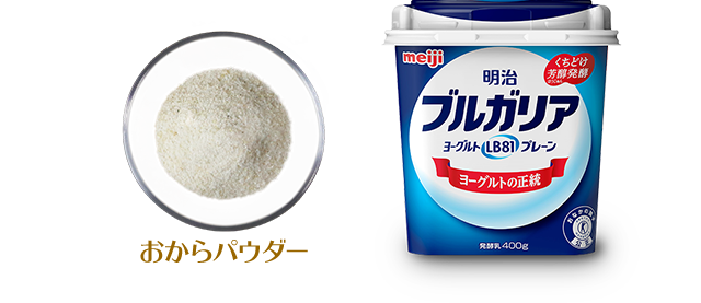 おからパウダーと明治ブルガリアヨーグルト