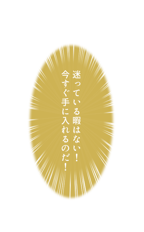 迷っている暇はない！ 今すぐ手に入れるのだ！