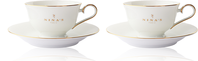 ニナス マリーアントワネットカップ＆ソーサー 2客セットゴールドライン