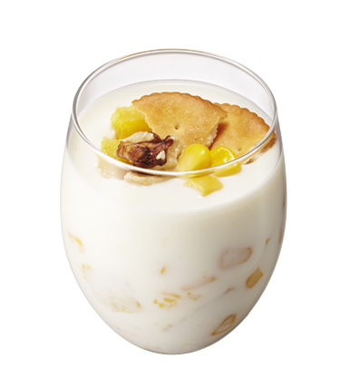 さつま芋とコーンのクルミヨーグルト 試してみよう ヨーグルトトッピング Design Your Yogurt つくろう ヨーグルトの新しいおいしさ 株式会社 明治